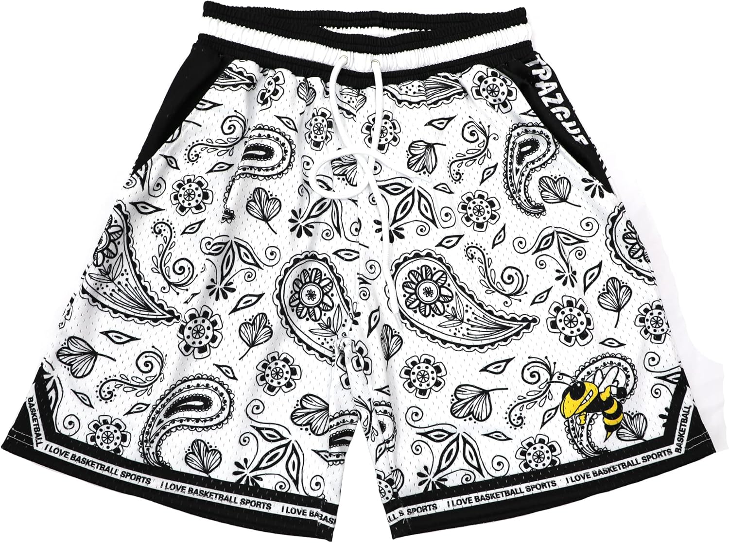 Men Basketball Shorts Graphic Mesh Drawstring Retro Sport Workout Gym Running Athletic Shorts - Image 9