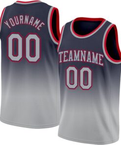 Custom Name Team Name Number Navy White-Gold Authentic Fade Fashion Basketball Jersey, Personalized Basketball Jersey