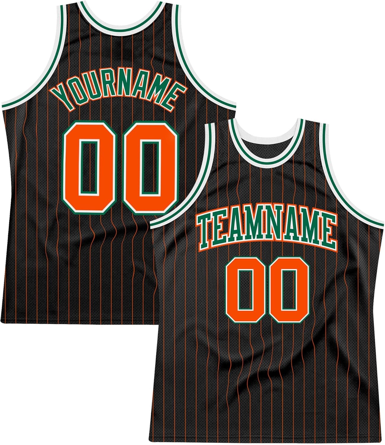 Custom Name Team Name Number Black Orange Pinstripe Green Authentic Basketball Jersey, Personalized Basketball Jersey - Image 7