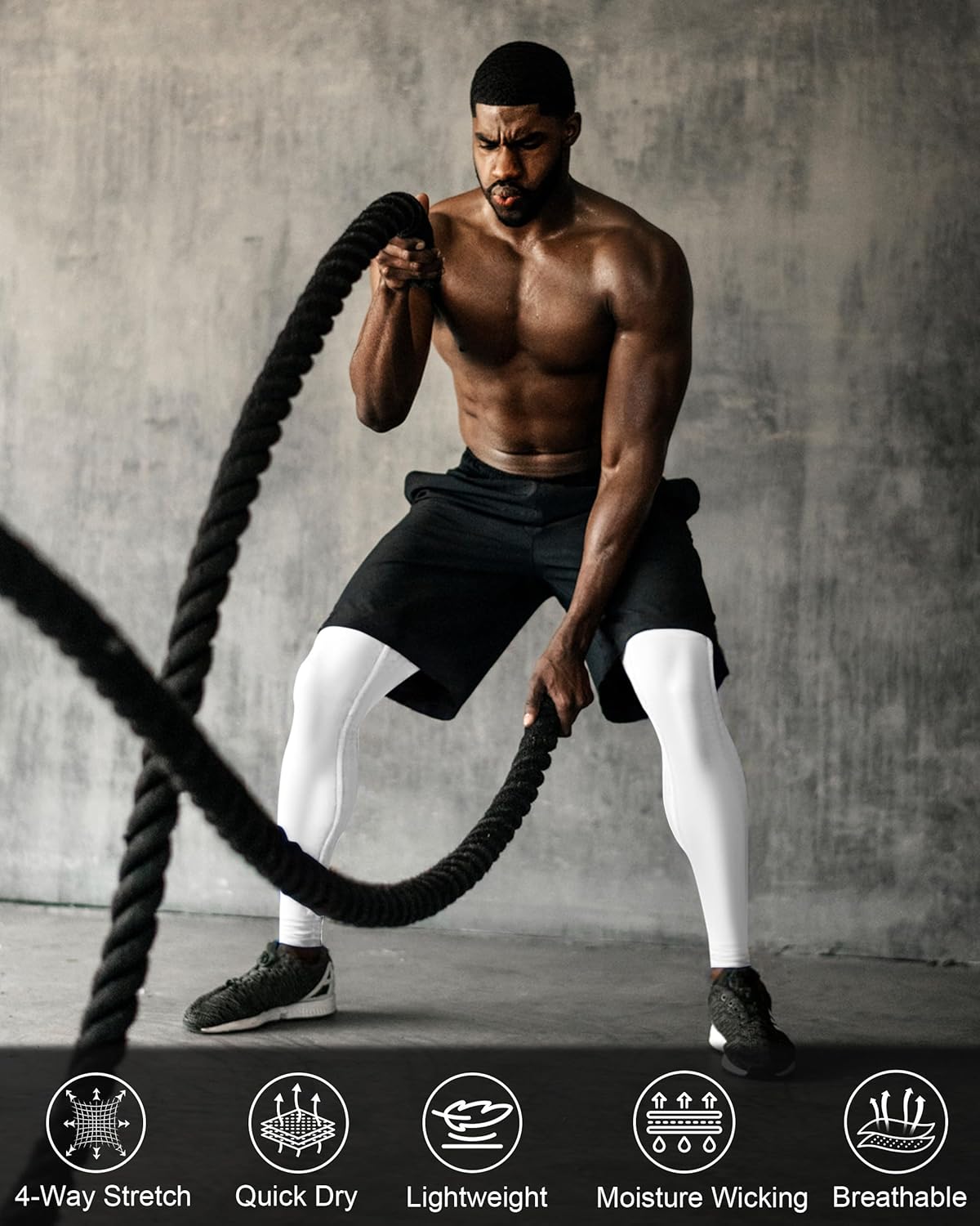 Roadbox Men’s Compression Pants Running Tights, Performance Sports Workout Leggings, Athletic Base Layer for Gym Basketball - Image 5