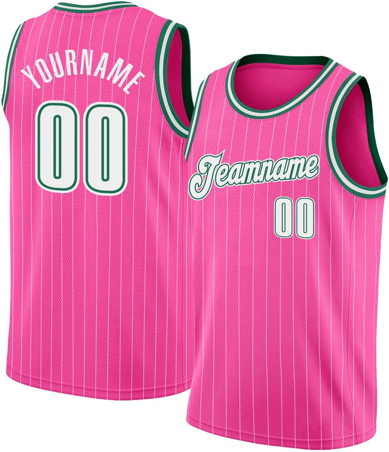 Custom Team Name Number Pink Pinstripe White-Light Blue Authentic Basketball Jersey, Personalized Uniform Basketball Shirt - Image 30