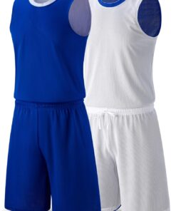 1 Set of Men's Reversible Basketball Jersey and Shorts, Double-Sided Custom Athletic Uniforms for Team Sports Practice