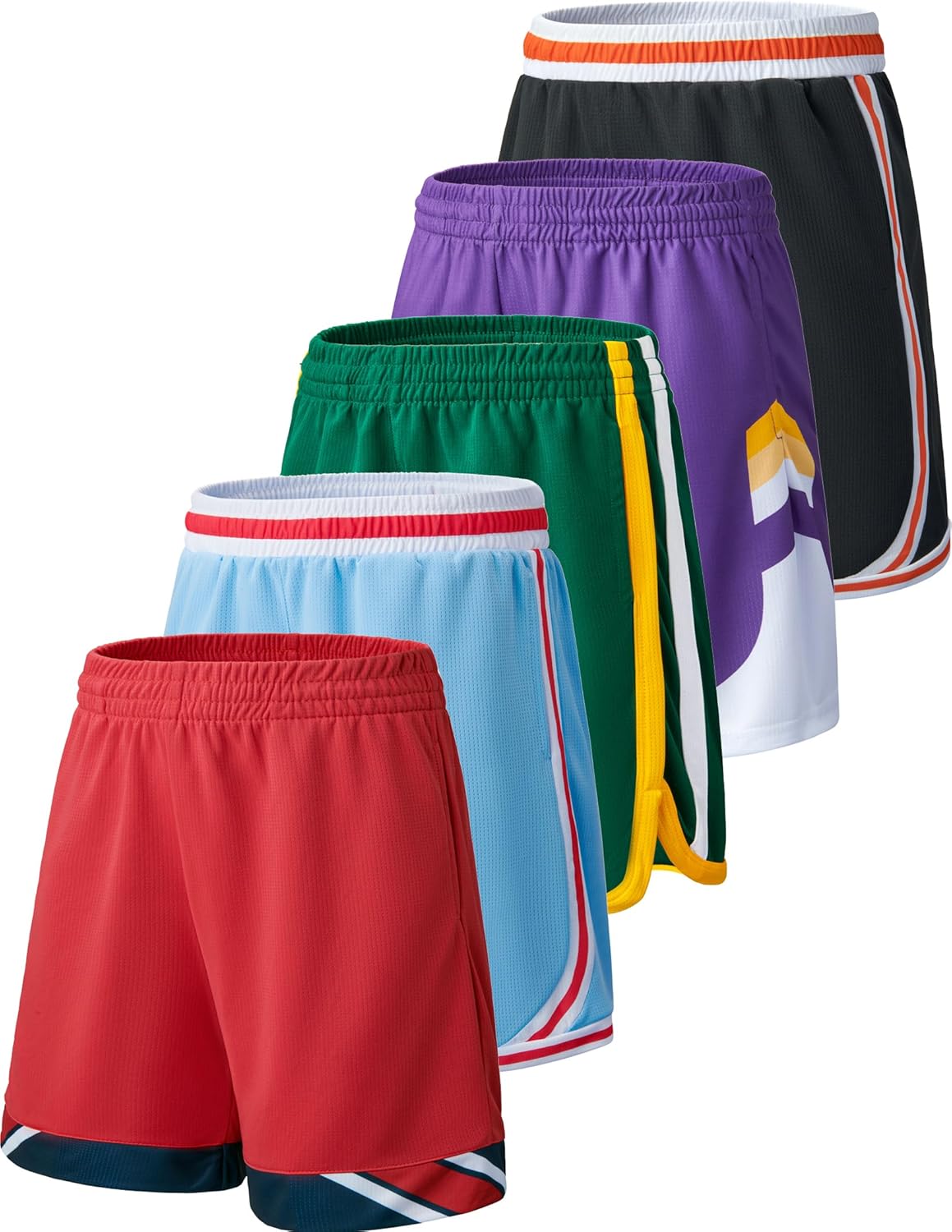 Liberty Imports 5 Pack Big Boys Youth Athletic Mesh Basketball Shorts with Pockets Quick Dry Activewear - Image 12