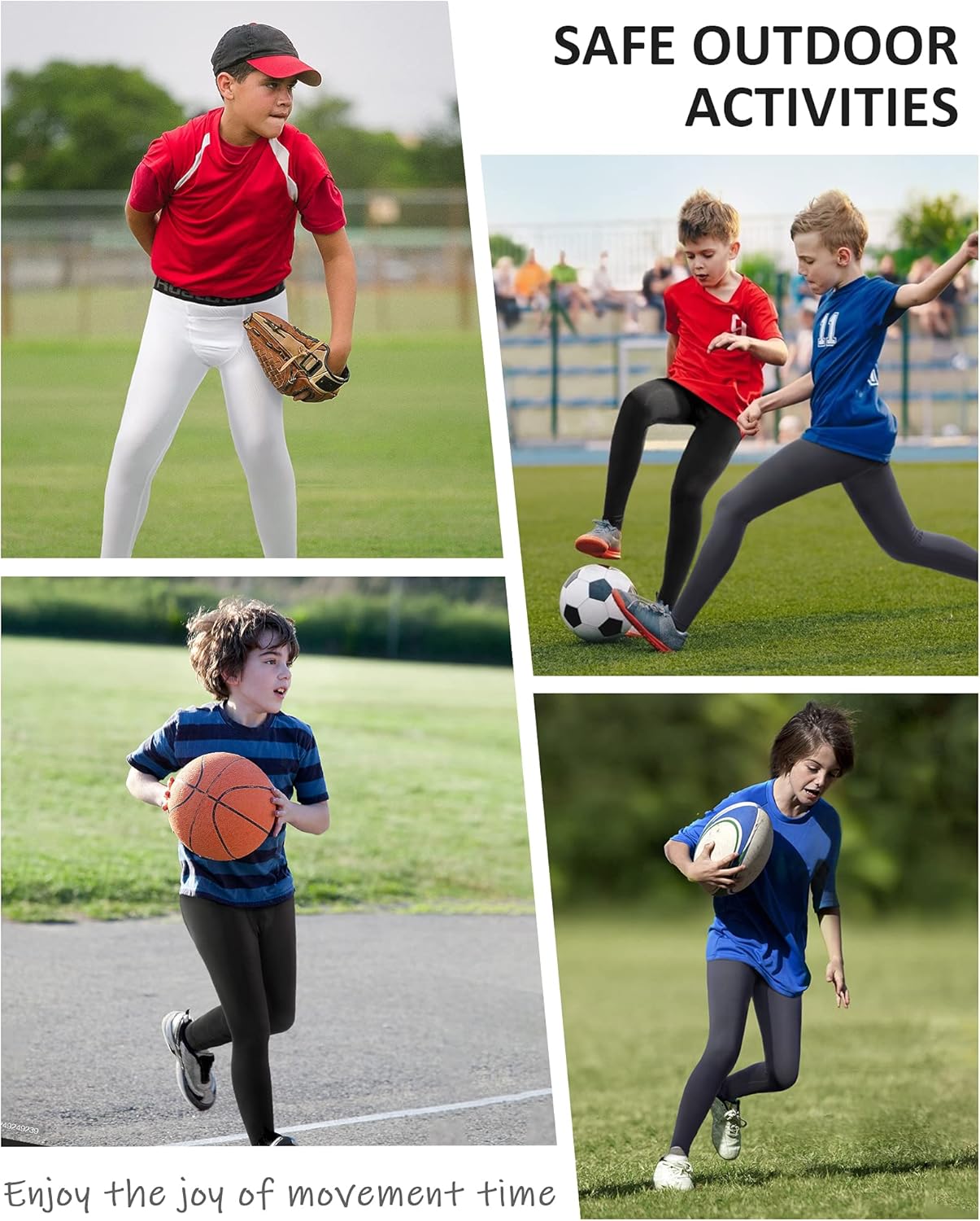 Roadbox Boys Compression Pants Youth Quick Dry Spandex Tights Leggings for Running Football Basketball - Image 6