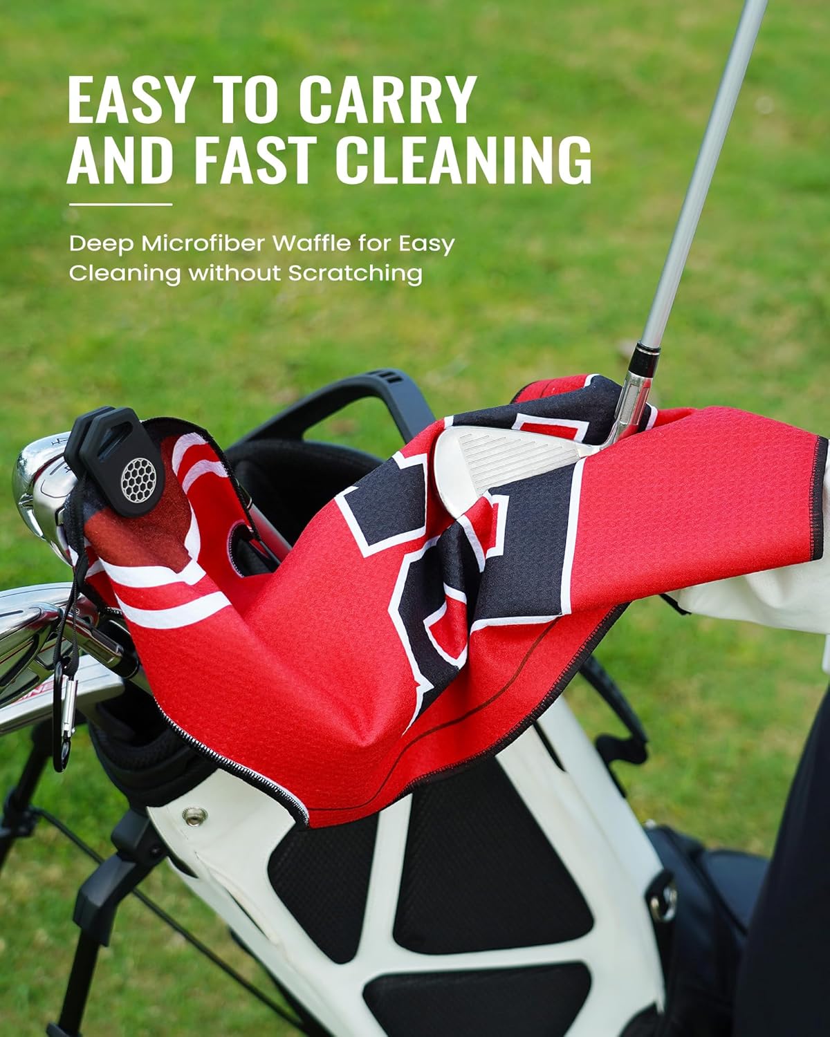 BIG TEETH Golf Towels for Golf Bags, Magnetic Golf Towel with Clip, Funny Golf Towel Basketball Jerseys Shapes, Sports Style (Red NO.23 Magnetic) - Image 5