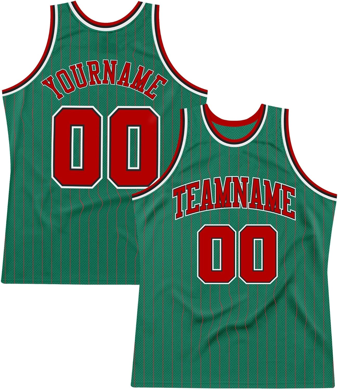 Custom Black Kelly Green-Red Throwback Basketball Jersey - Image 11