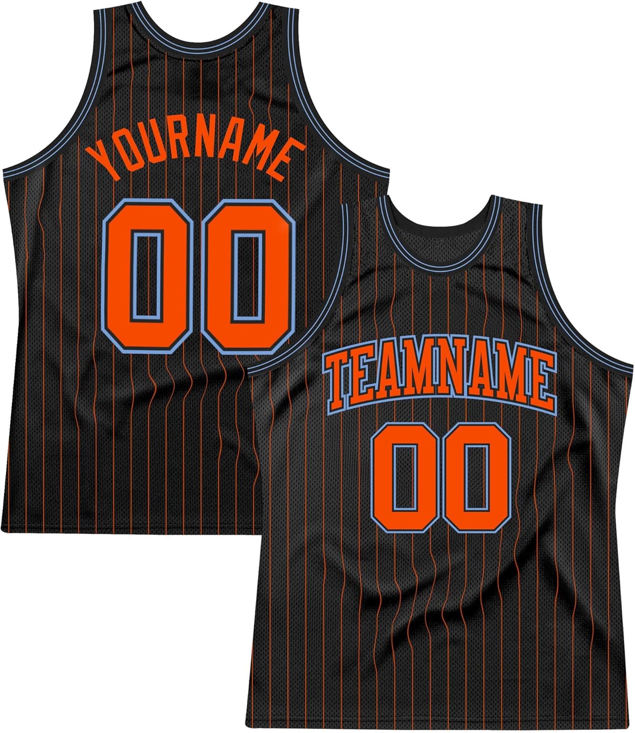 Custom Name Team Name Number Black Orange Pinstripe Green Authentic Basketball Jersey, Personalized Basketball Jersey