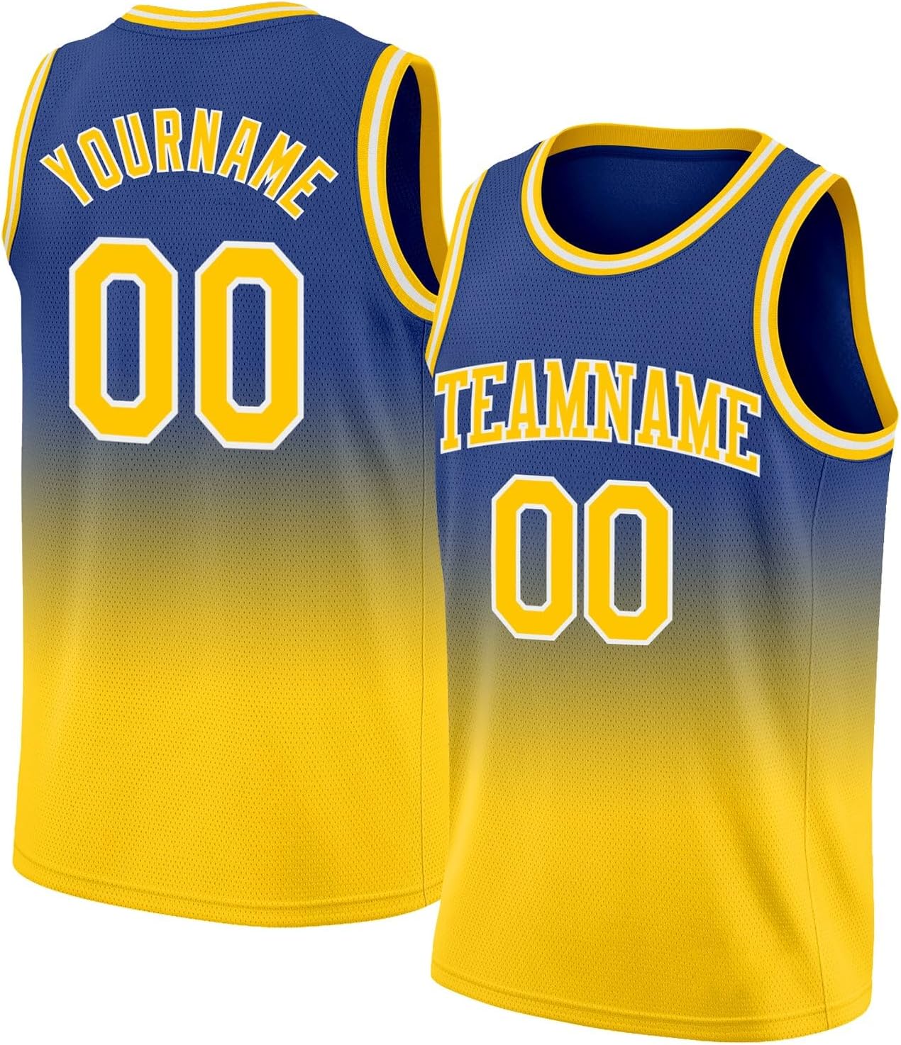 Custom Name Team Name Number Navy White-Gold Authentic Fade Fashion Basketball Jersey, Personalized Basketball Jersey - Image 14