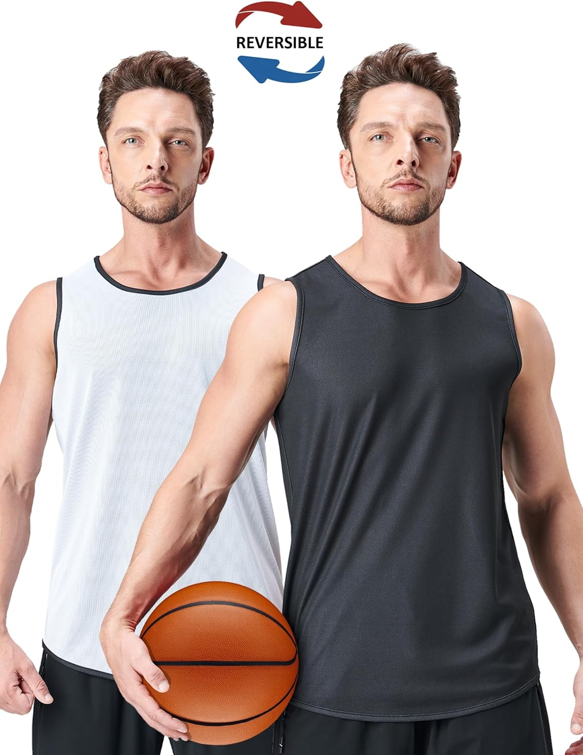 Liberty Pro Men's Lightweight Reversible Rec Tanks, Mesh Basketball Jerseys Athletic Quick Dry Shirts Team Scrimmage Uniforms - Image 2