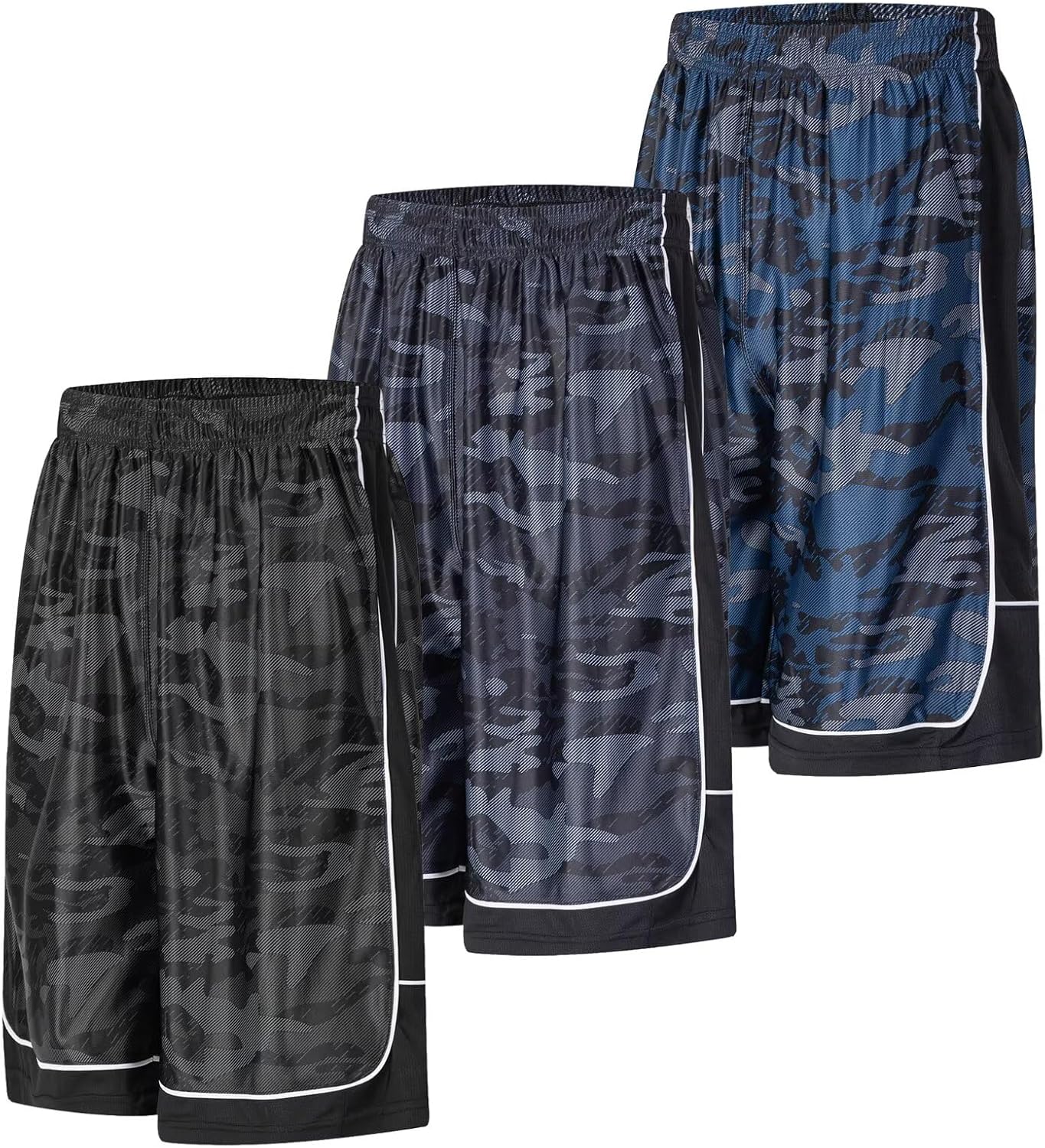 Men's Long Athletic Shorts Basketball Gym Quick Dry Camo Shorts with Pockets - Image 22