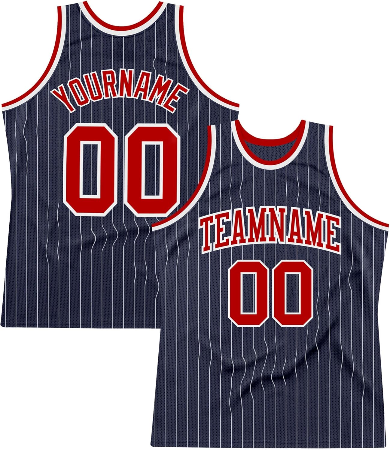 Custom Name Team Name Number Blue White Pinstripe Black Authentic Basketball Jersey, Personalized Uniform Basketball Shirt - Image 23