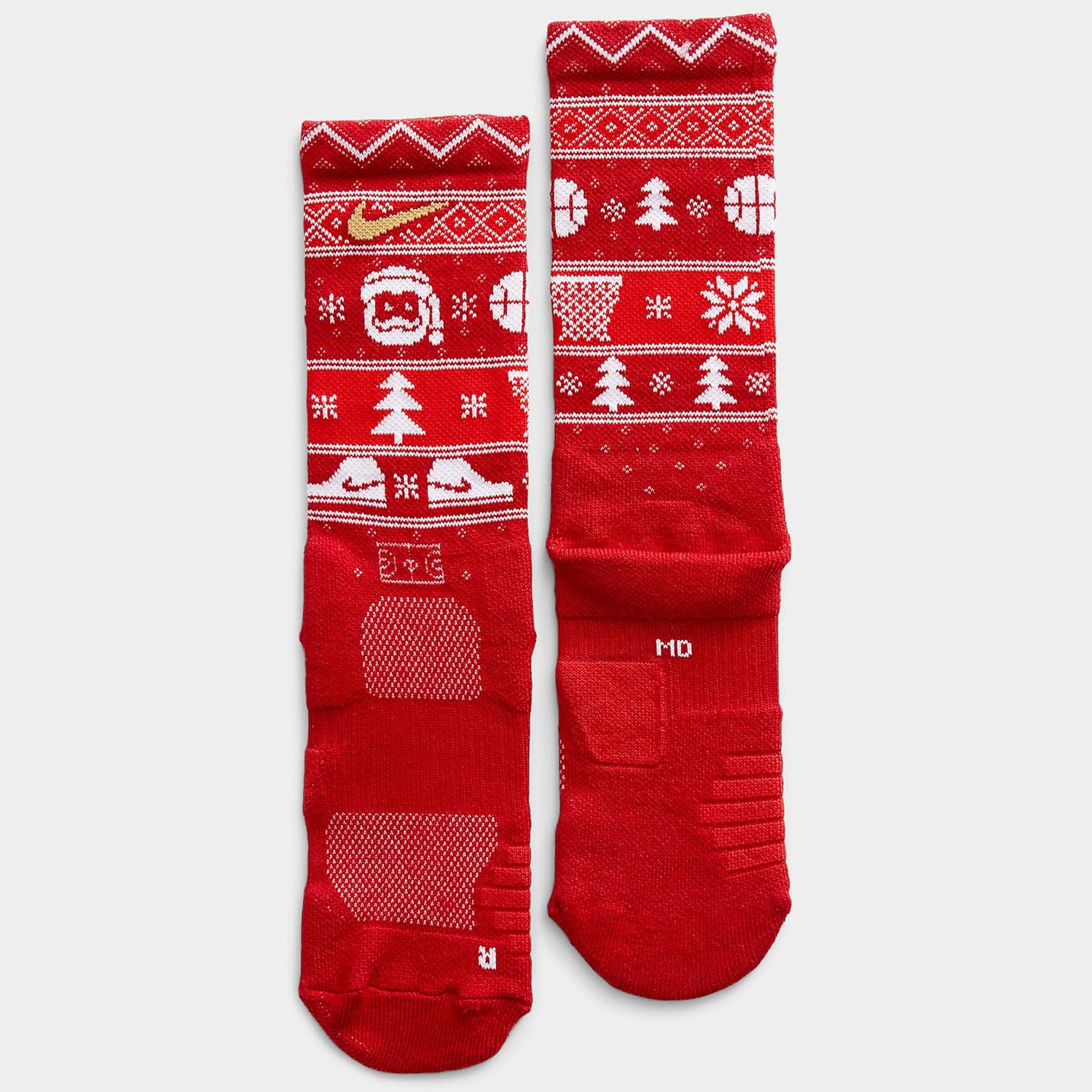 Nike Elite Men's Christmas Basketball Crew Socks X-Large (Fits Men 12-15) SX7866-687 Red, White - Image 4