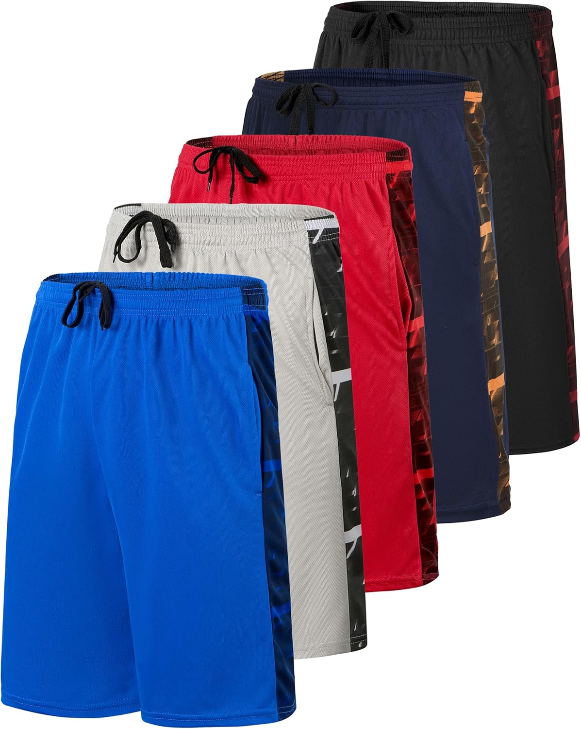 Real Essentials 5 Pack: Men’s 9" Mesh Shorts – Athletic Gym, Workout, Basketball, Running, Casual Lounge Activewear Pockets - Image 8