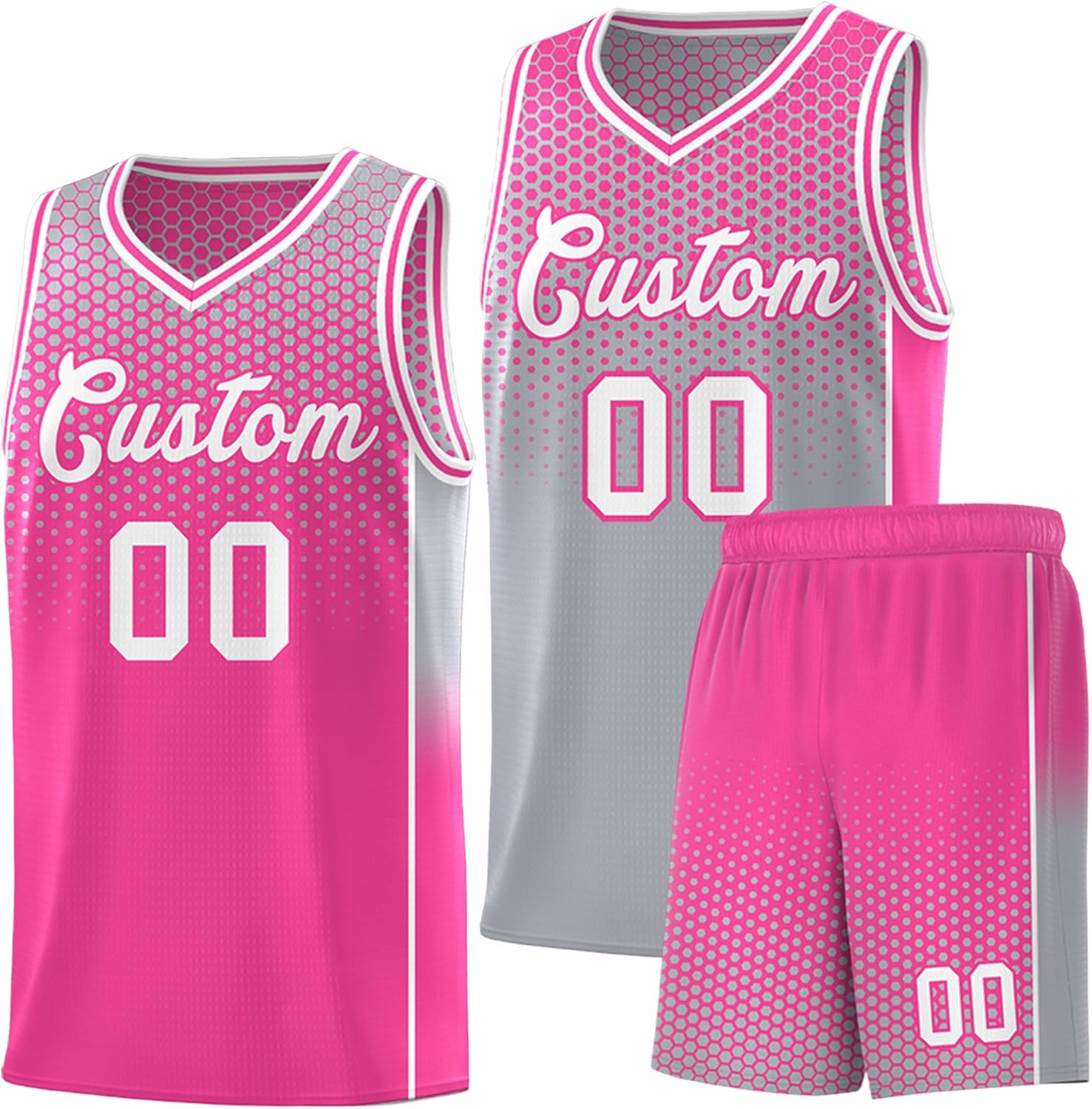 KXK Personalized Your Own Team Reversible Basketball Jersey for Men Women Youth - Custom Add Print Name Number Logo