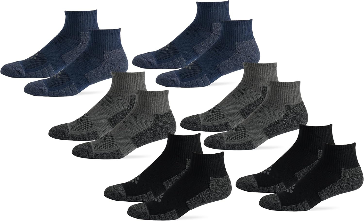 TRUEENERGY®: 6 Pack Men's Socks HIGH IMPACT CUSHION QUARTER SOCK (Large, 10-14.5) - Image 7