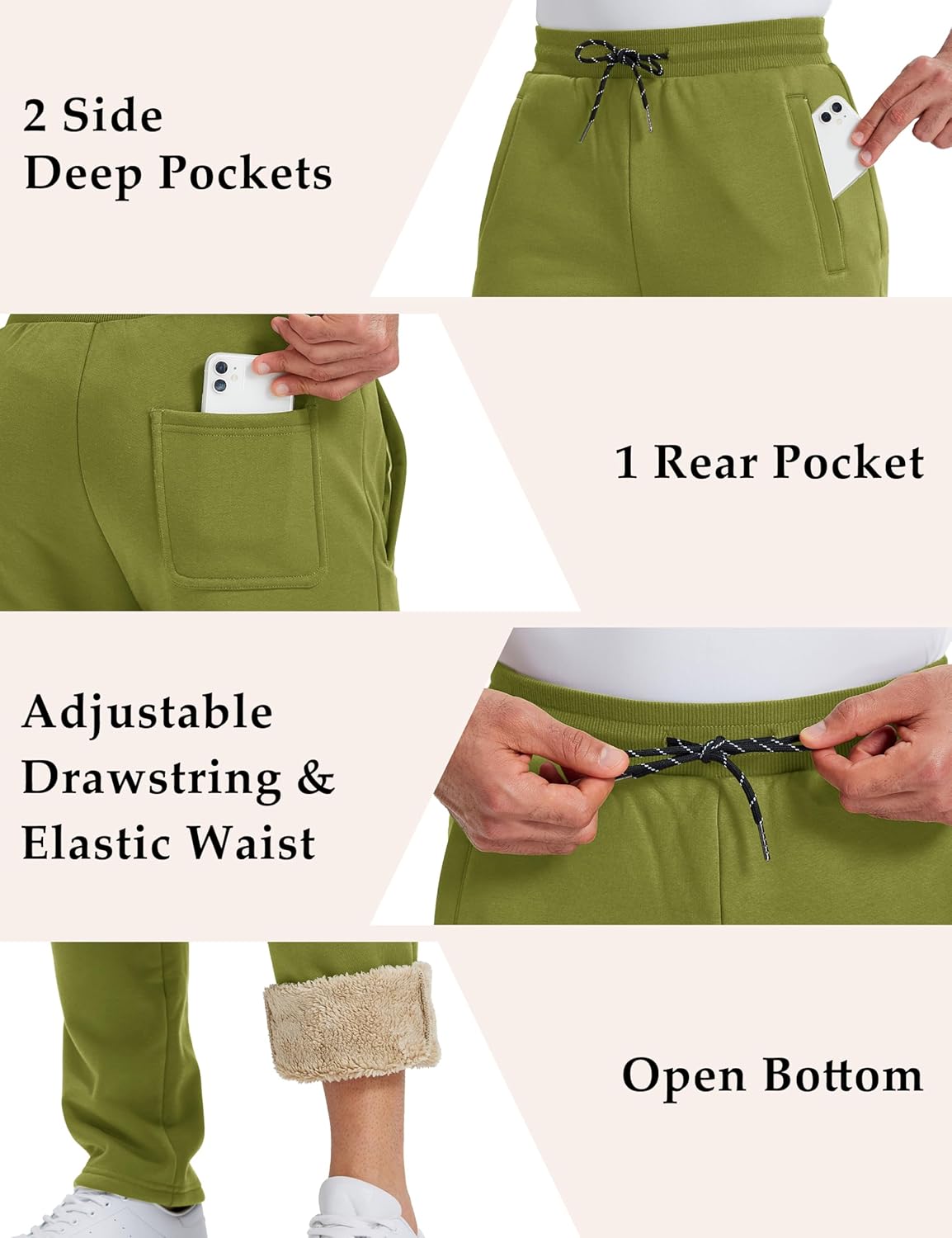 MAGCOMSEN Men's Winter Fleece Pants Sherpa Lined Sweatpants Thermal Warm Thicken Pants Active Joggers with 3 Pockets - Image 4