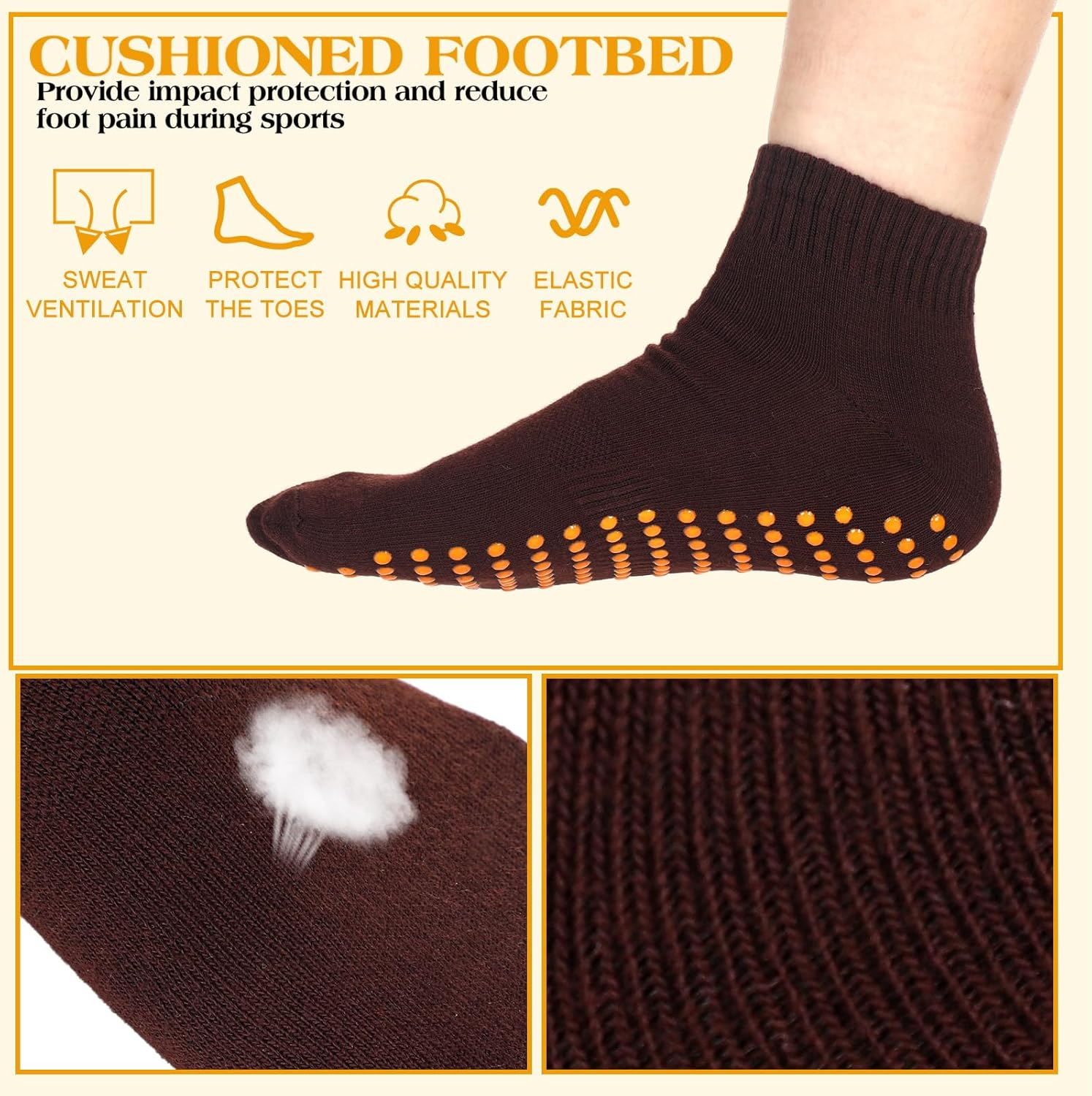 Sureio 50 Pairs Non Slip Slipper Socks with Grips Men's Anti Skid Yoga Socks with Gripper Workout Pilates Hospital - Image 2