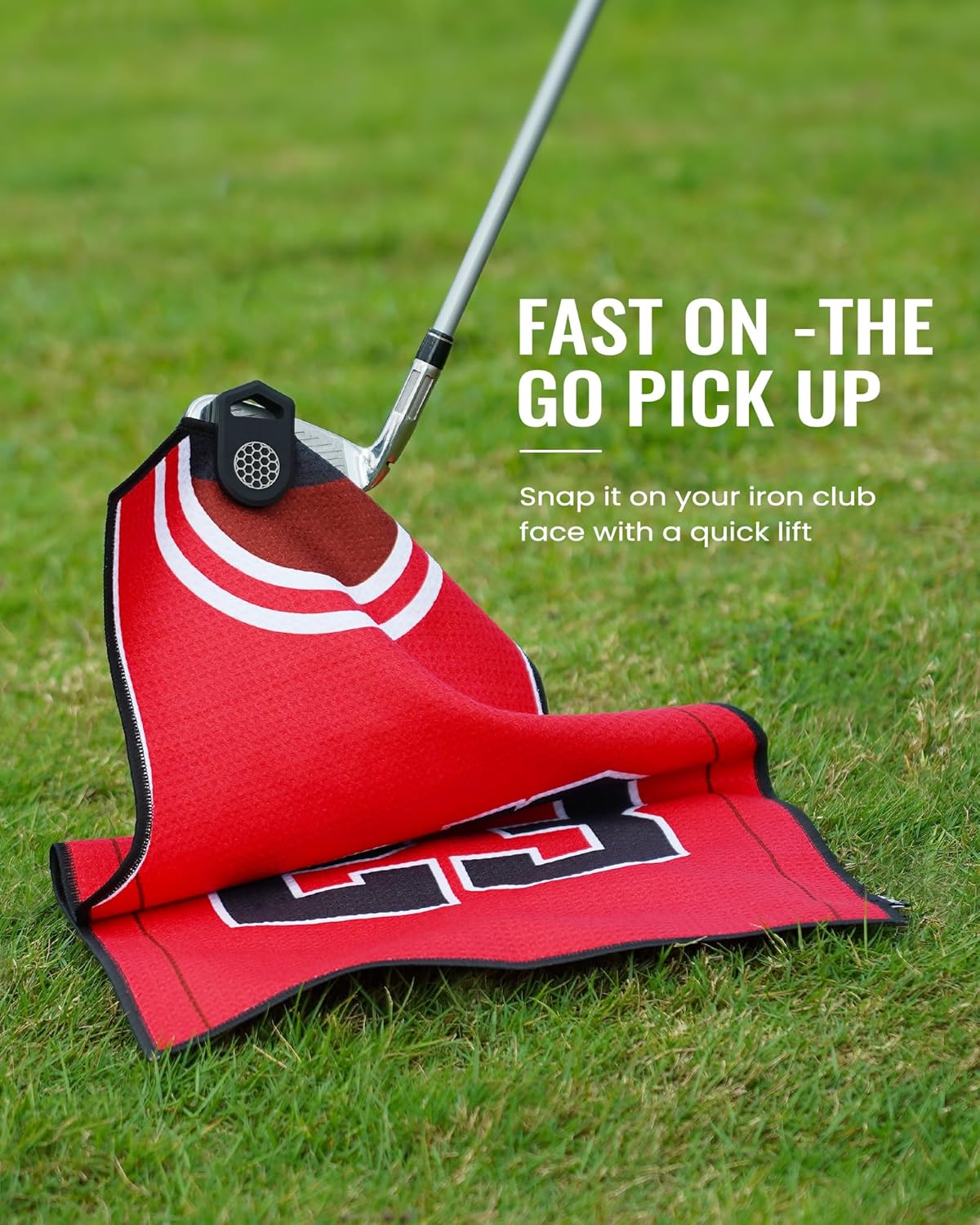 BIG TEETH Golf Towels for Golf Bags, Magnetic Golf Towel with Clip, Funny Golf Towel Basketball Jerseys Shapes, Sports Style (Red NO.23 Magnetic) - Image 3