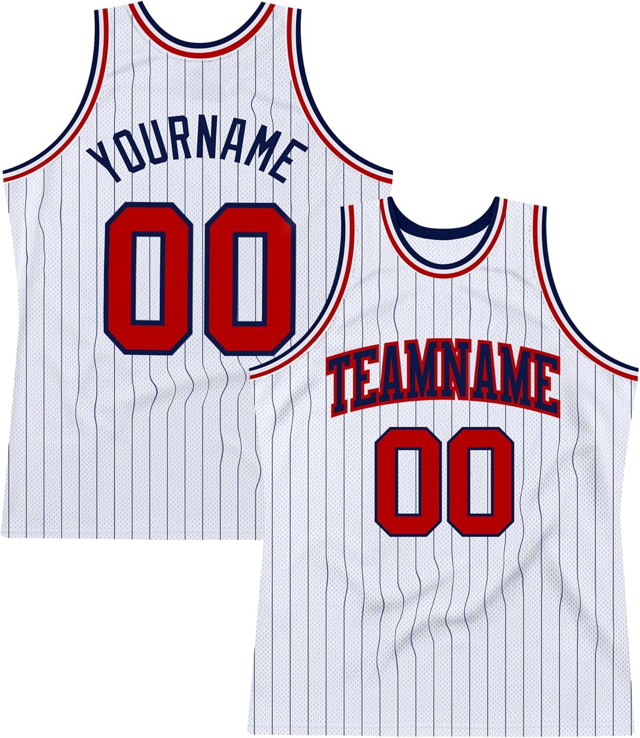 Custom Name Team Name Number White Orange Pinstripe Orange-Navy Authentic Basketball Jersey, Personalized Basketball Jersey - Image 23