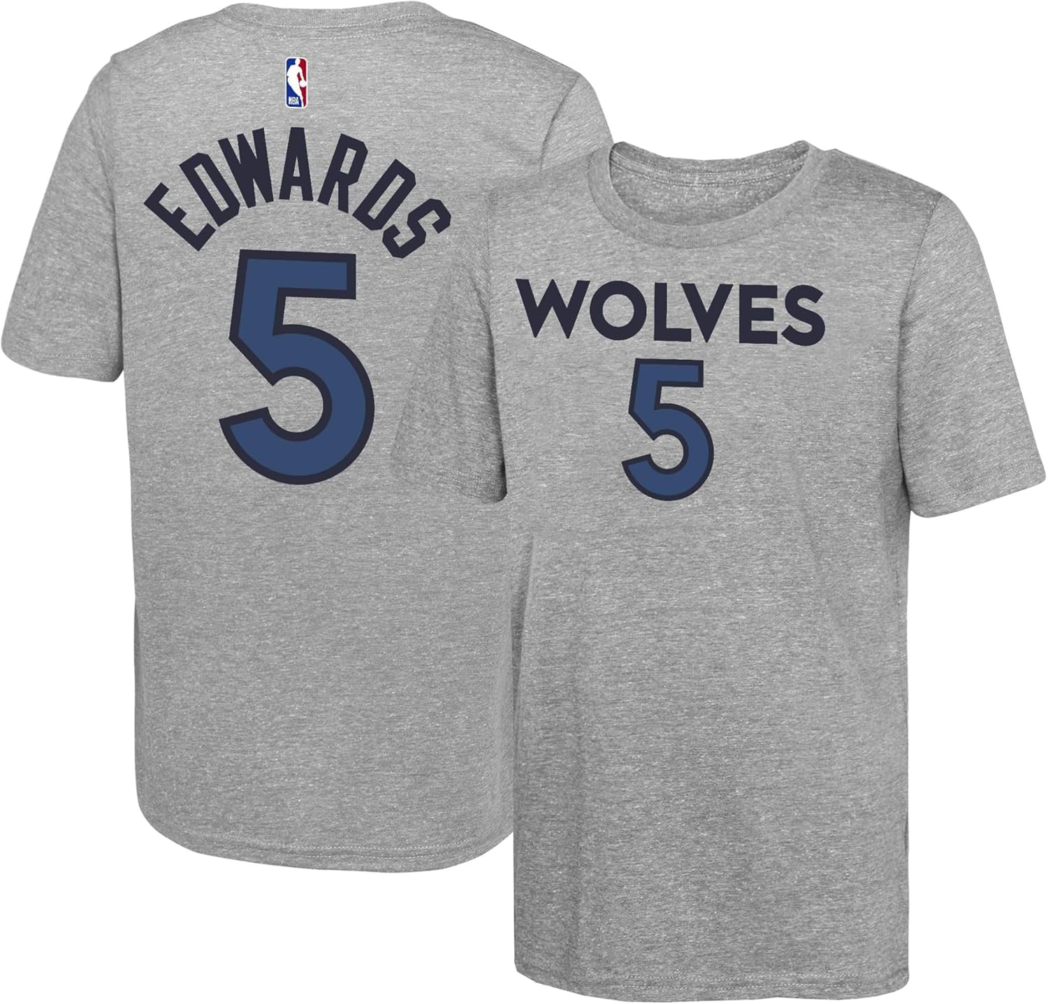 Anthony Edwards Minnesota Timberwolves NBA Kids Youth 8-20 Heather Grey Alternate Performance Jersey T-Shirt