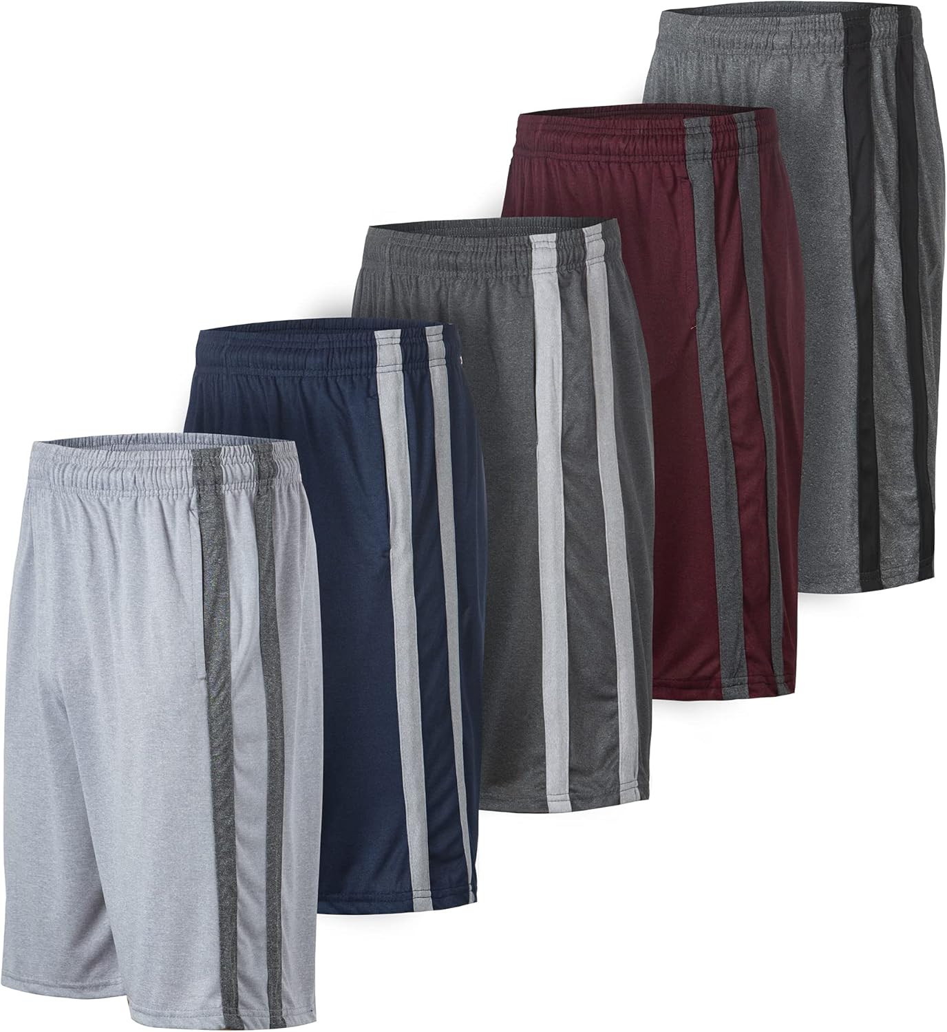 5 Pack: Men's Dry-Fit Sweat Resistant Active Athletic Performance Shorts - Image 8