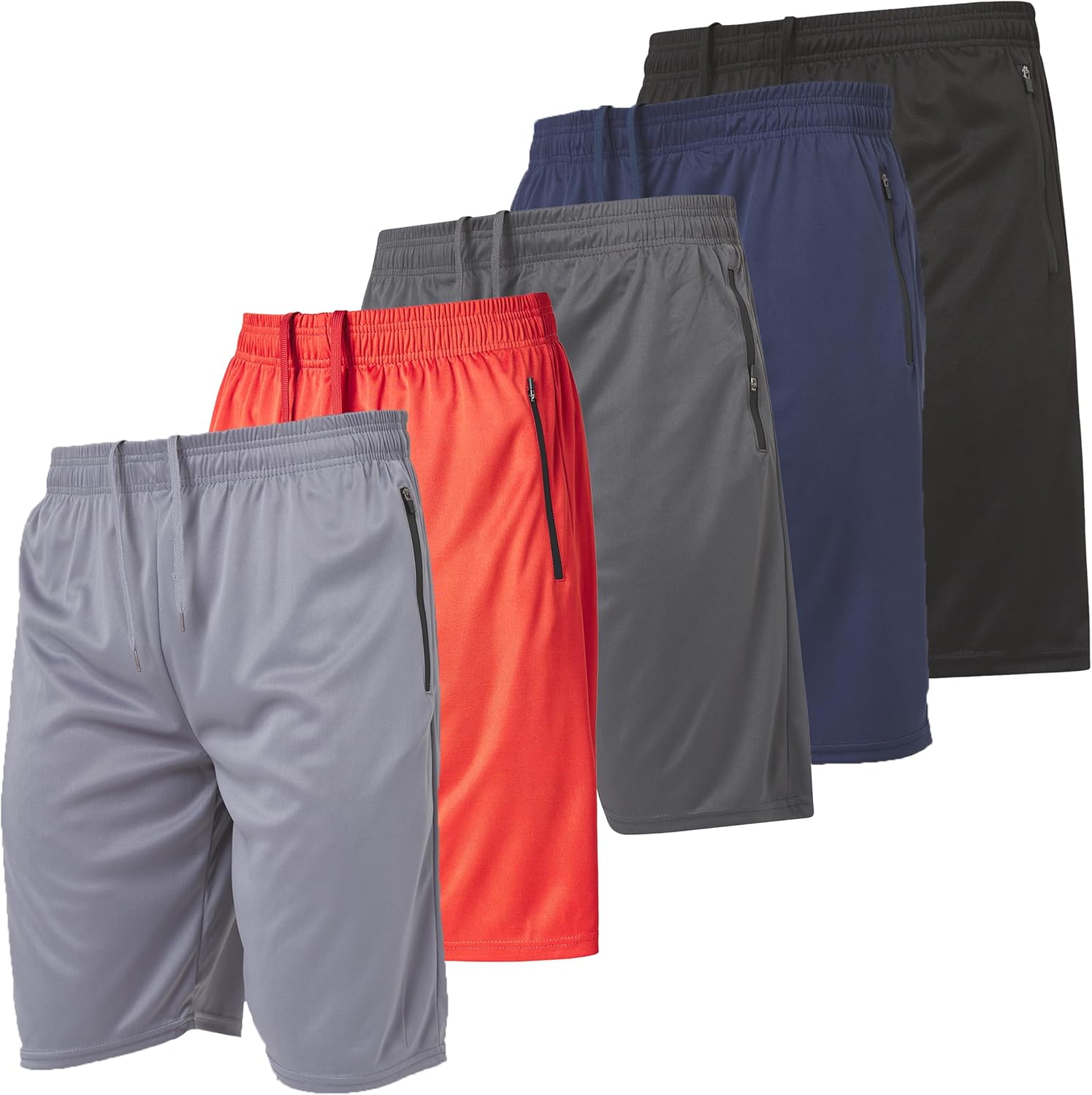 Ultra Performance Mens 5 Pack Athletic Running Shorts, Basketball Gym Workout Shorts for Men with Zippered Pockets - Image 8