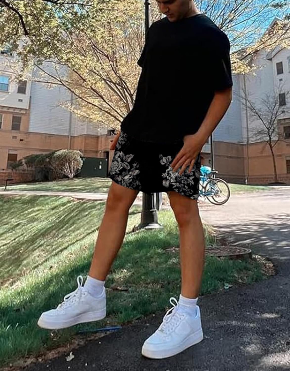 Mens Basketball Shorts Graphic Print Casual Running Workout Mesh Drawstring Shorts with Pockets - Image 4