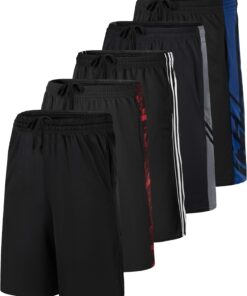 Real Essentials 5 Pack: Boys' Mesh Basketball Athletic Shorts with Pockets – Teen Kids Youth Quick Dry Soccer Running Gym