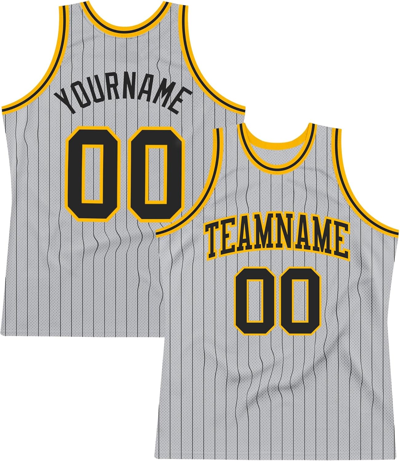 Custom Name Team Name Number Gray Black Pinstripe Black-Old Gold Authentic Basketball Jersey, Personalized Basketball Jersey - Image 14