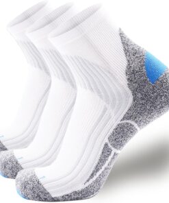 Extra Cushion Compression Socks Men, Coolmax Anti-Blister Wicking Padded Heel, Quarter Socks for Tennis Golf Hiking Work