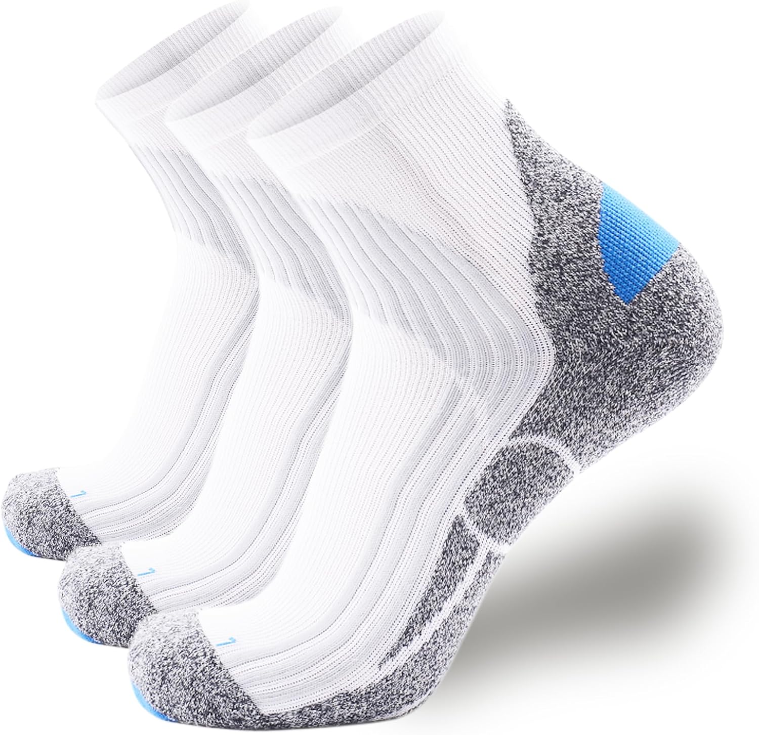 Extra Cushion Compression Socks Men, Coolmax Anti-Blister Wicking Padded Heel, Quarter Socks for Tennis Golf Hiking Work