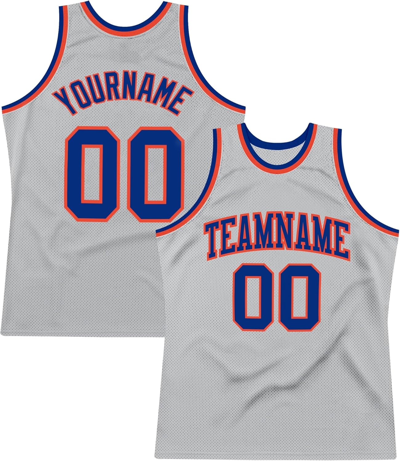 Custom Name Team Name Number Gray Royal-Orange Authentic Throwback Basketball Jersey, Personalized Uniform Basketball Shirt - Image 7