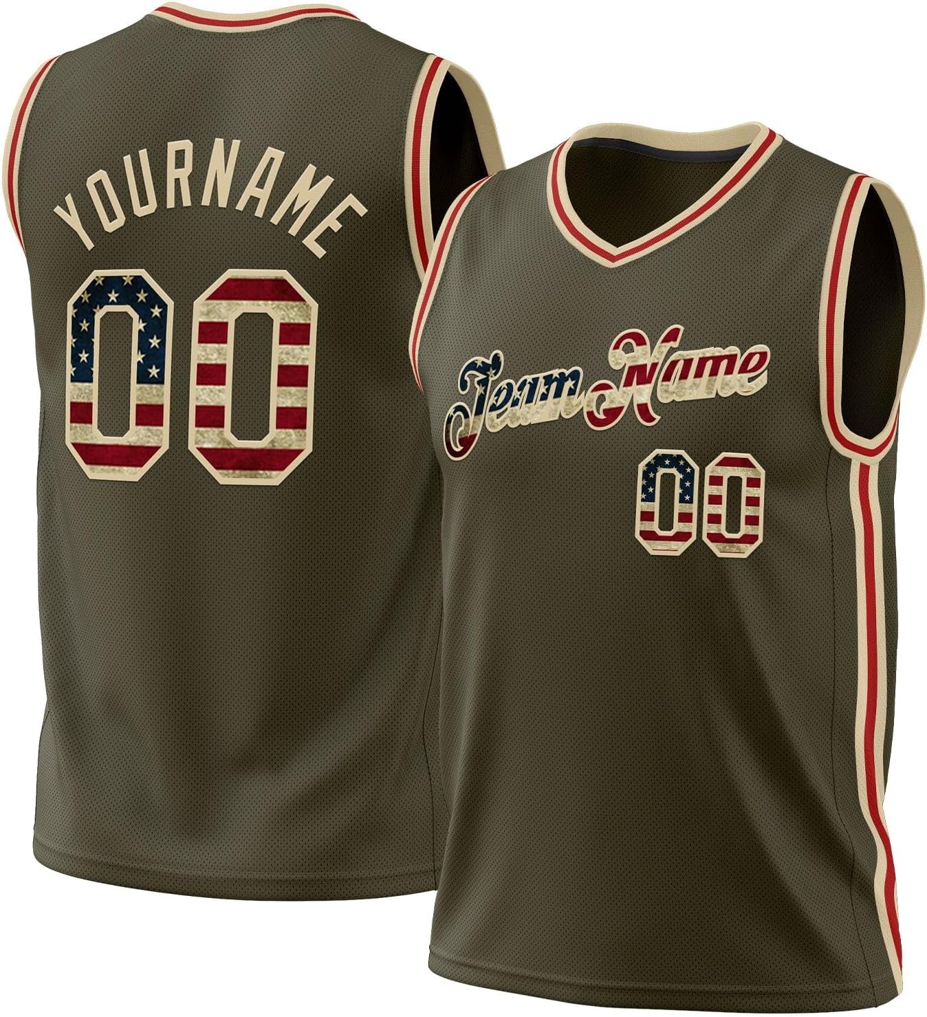 Custom Black Vintage USA Flag Crimson-Cream Gradient Fashion Basketball Jersey - Image 6