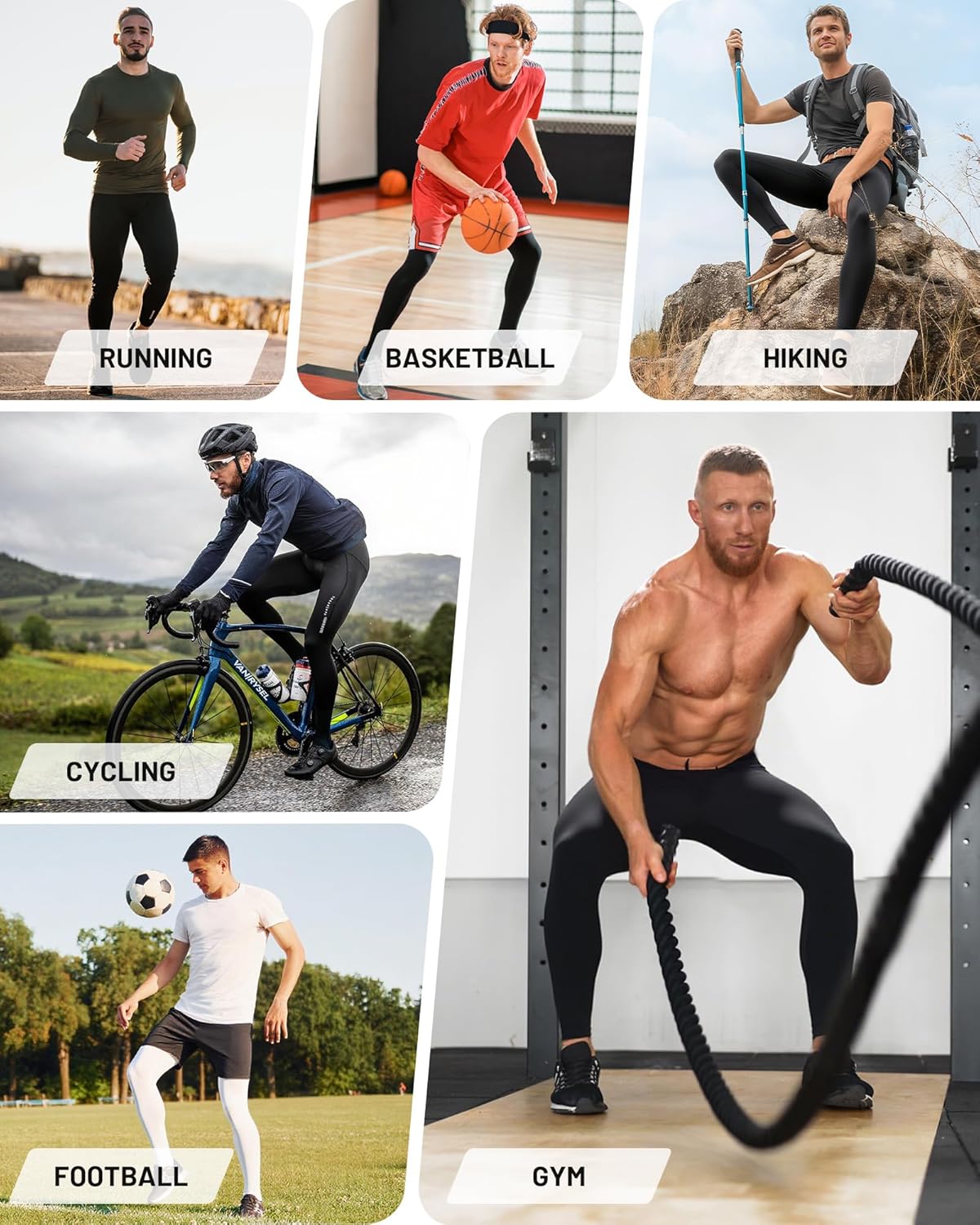 Blueleaf Men's Compression Pants Running Workout Leggings with Pockets Athletic Tights Base Layer for Basketball Sports - Image 6