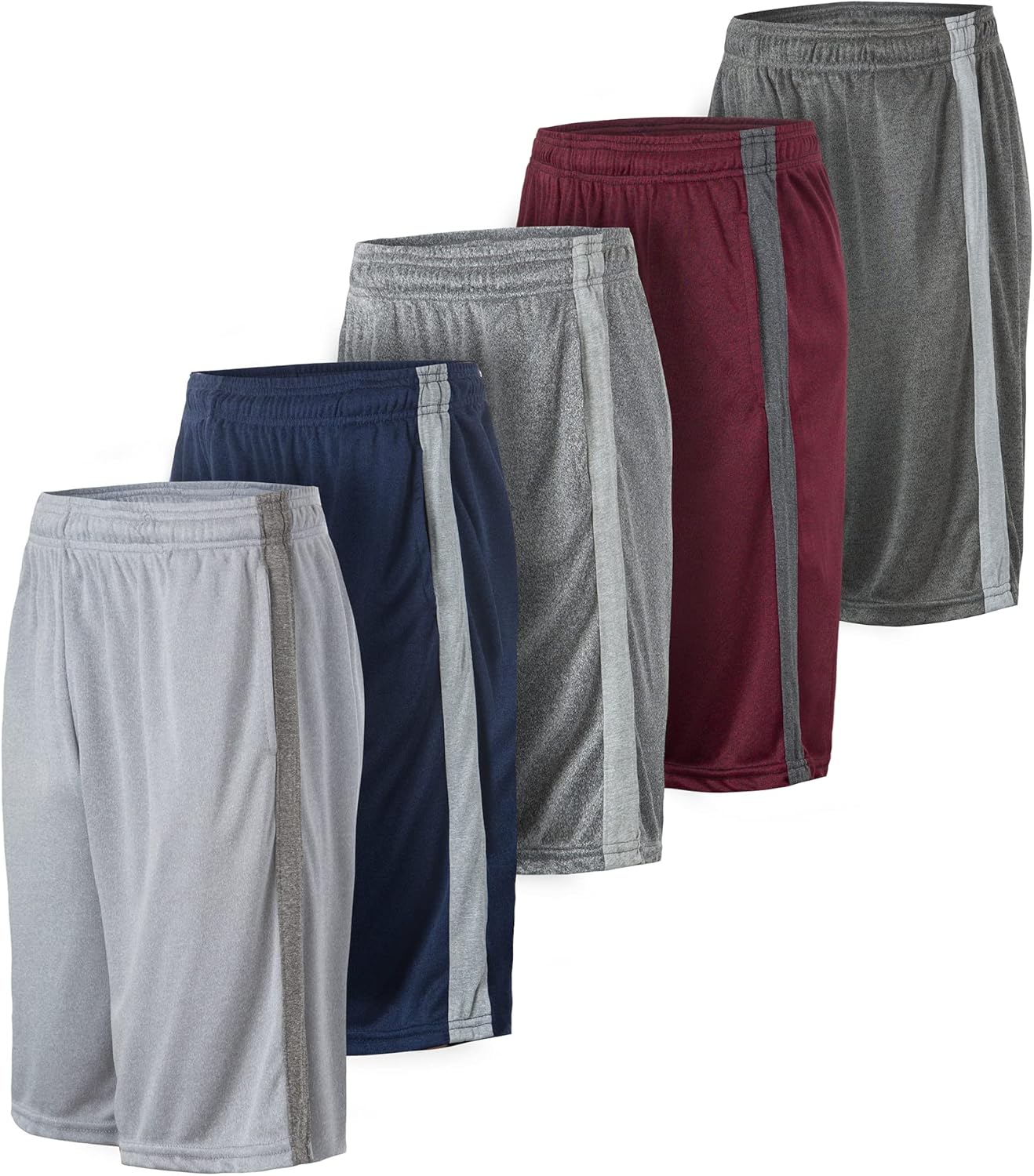 5 Pack: Men's Dry-Fit Sweat Resistant Active Athletic Performance Shorts - Image 6
