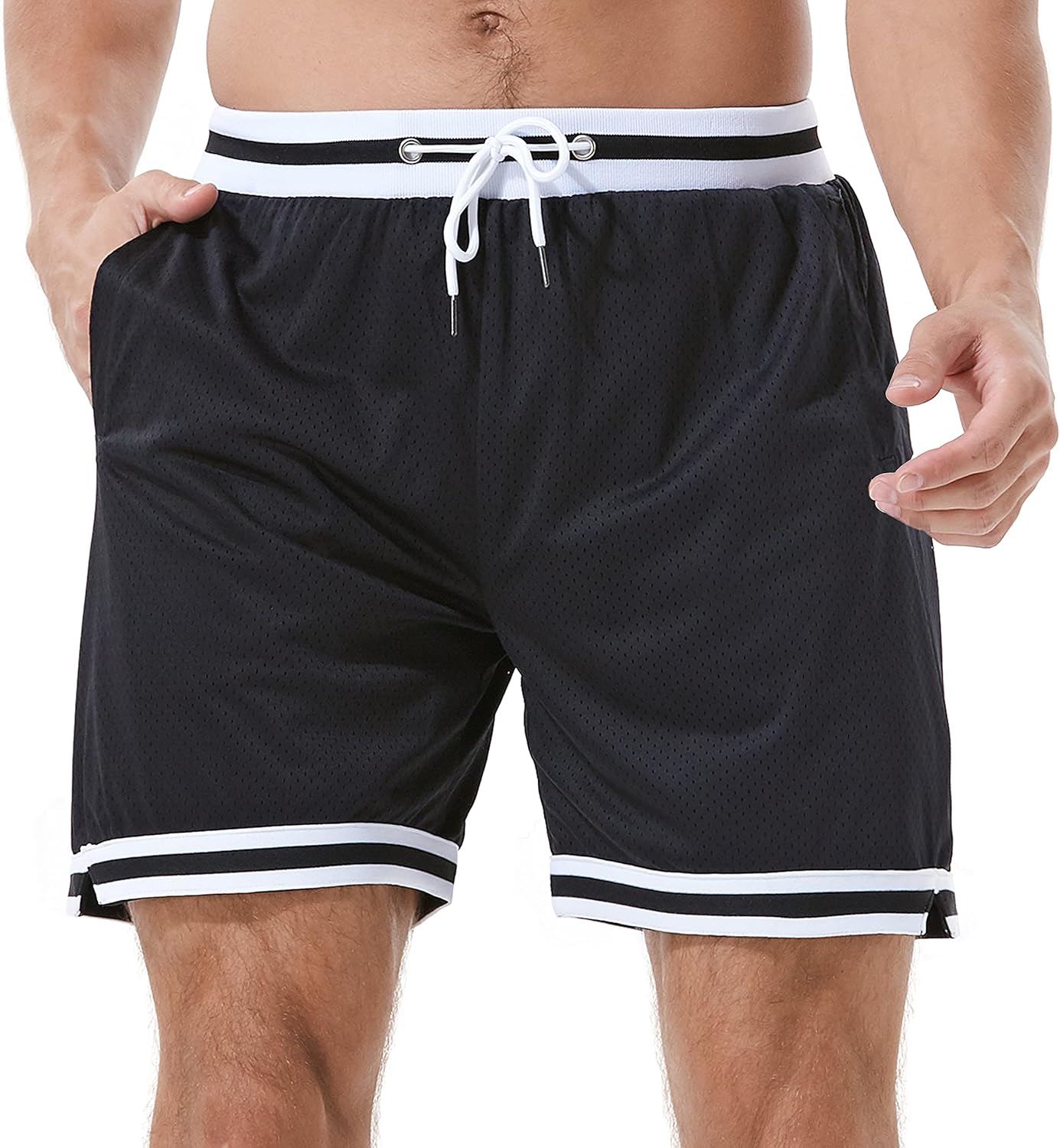 HEALONG Basketball Athletic Shorts Men - Mesh Gym Sports Workout Training Drawstring Retro Casual Fashion Short with Pockets - Image 7