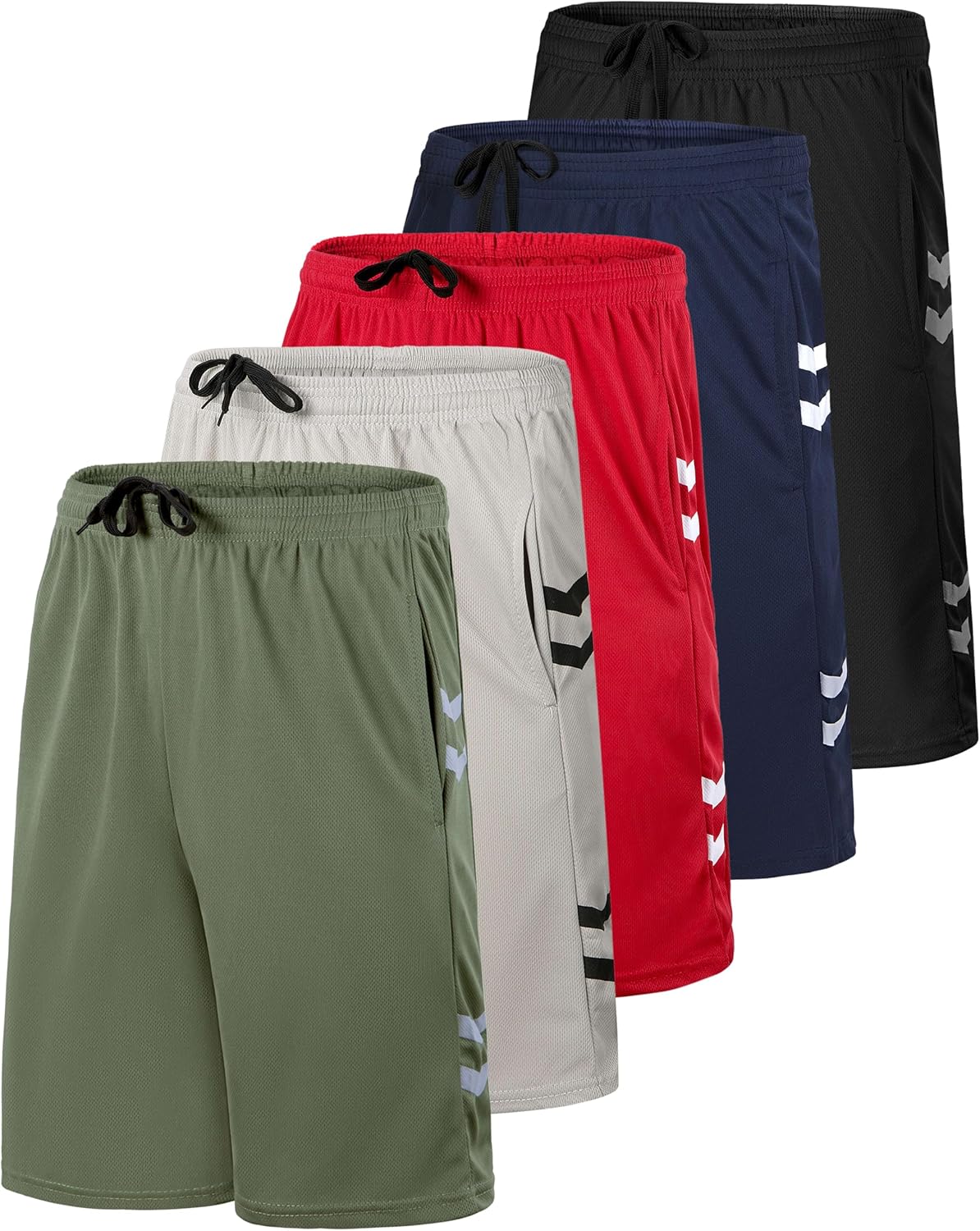 Real Essentials 5 Pack: Boys' Mesh Basketball Athletic Shorts with Pockets – Teen Kids Youth Quick Dry Soccer Running Gym - Image 21
