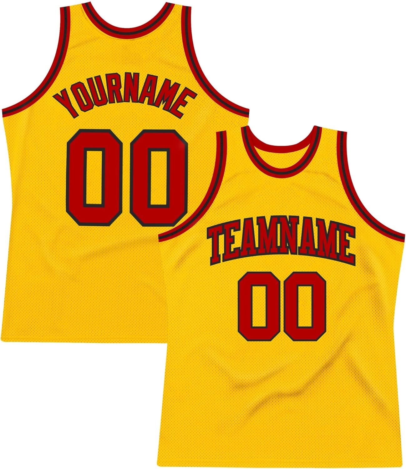 Custom Name Team Name Number Gold Red-Black Authentic Throwback Basketball Jersey, Personalized Uniform Basketball Shirt - Image 7