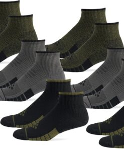 TRUEENERGY®: 6 Pack Men's Socks HIGH IMPACT CUSHION QUARTER SOCK (Large, 10-14.5)