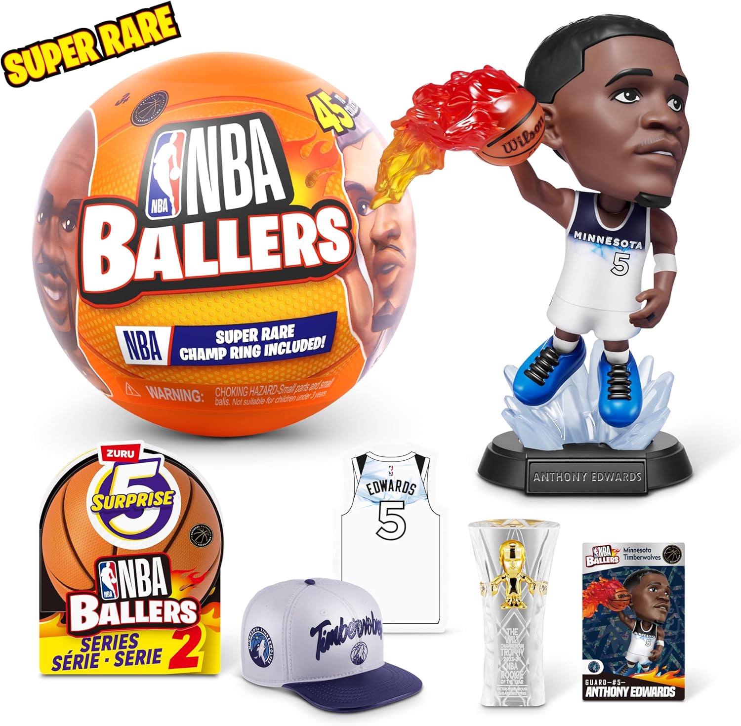 5 Surprise NBA Ballers Series 2 by ZURU, Licensed NBA Collectible, Surprise Unboxing Basketball Collectible Sports Toy for Boys, Ages 3 and up (2 Capsules) - Image 3