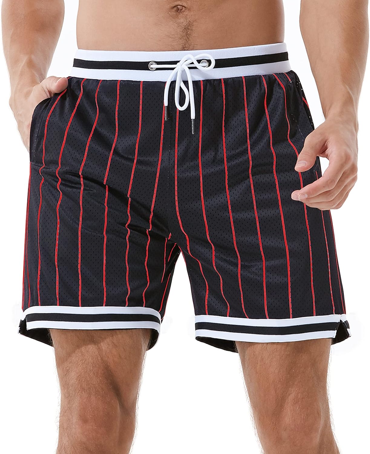 HEALONG Basketball Athletic Shorts Men - Mesh Gym Sports Workout Training Drawstring Retro Casual Fashion Short with Pockets - Image 12