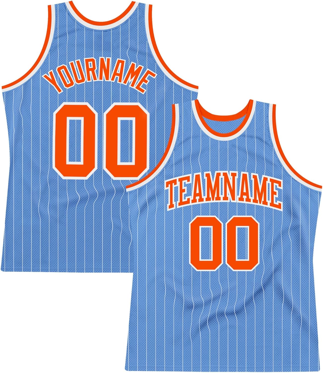 Custom Name Team Name Number White Black Pinstripe Black-Orange Authentic Basketball Jersey, Personalized Basketball Jersey