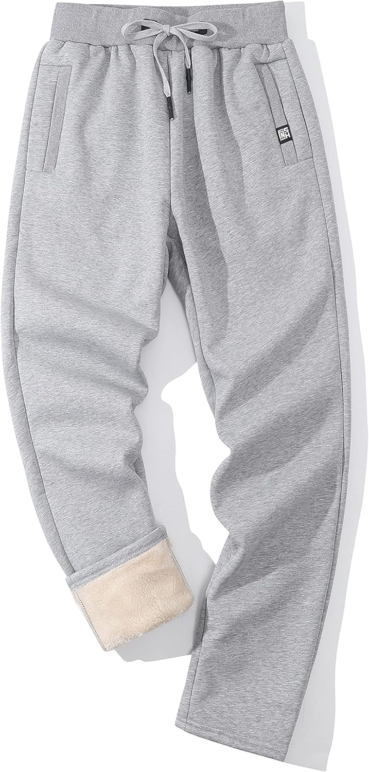 Gihuo Men's Sherpa Lined Athletic Sweatpants Winter Warm Track Pants - Image 18