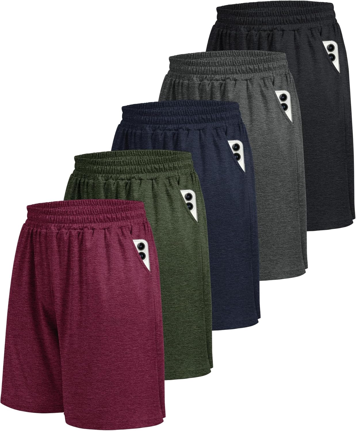 5 Pack Athletic Gym Mens Shorts - Workout Black Quick Dry Basketball Shorts with Pockets for Running Casual Activewear - Image 13