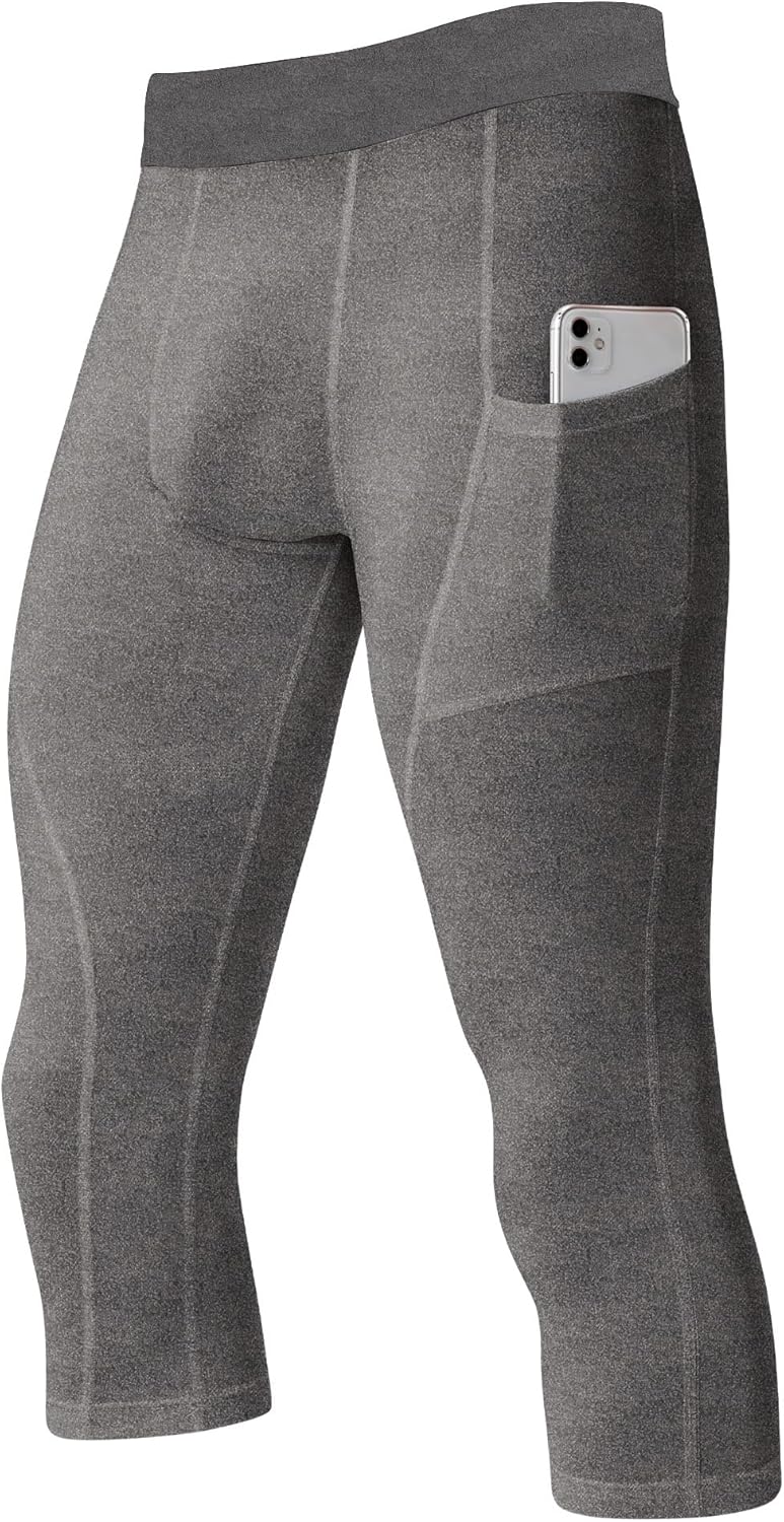 SPVISE Men's 3/4 Compression Pants Athletic Capri Leggings Dry Fit Running Tights with Pocket Basketball Sports Gym Baselayer - Image 10