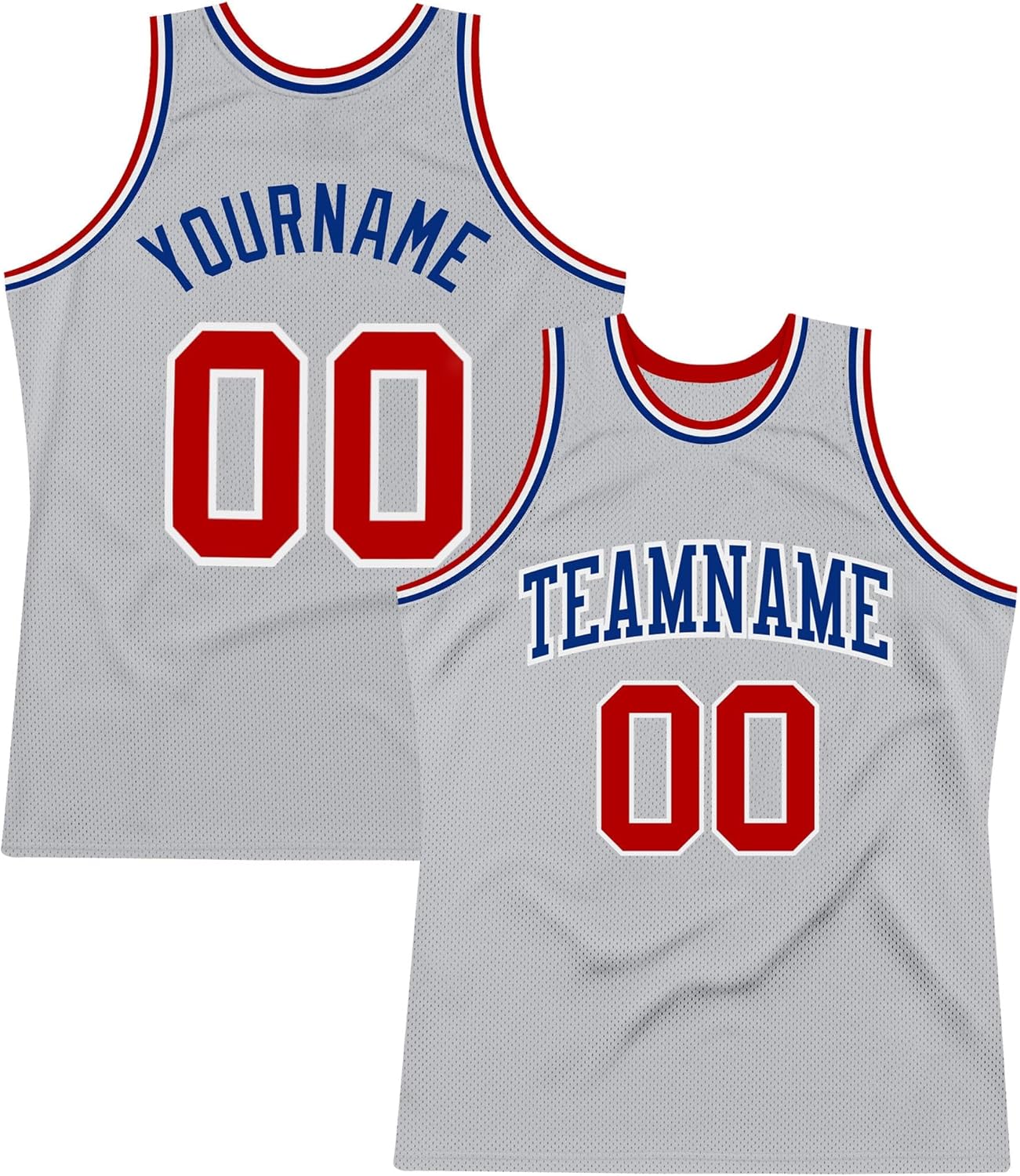 Custom Name Team Name Number Gray Red-Gold Authentic Throwback Basketball Jersey, Personalized Basketball Jersey - Image 15