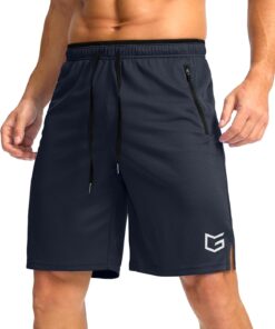 G Gradual Men's Gym Shorts wtih Zipper Pocket 9" Athletic Basketball Mesh Shorts for Men Workout Quick Dry Lightiweight