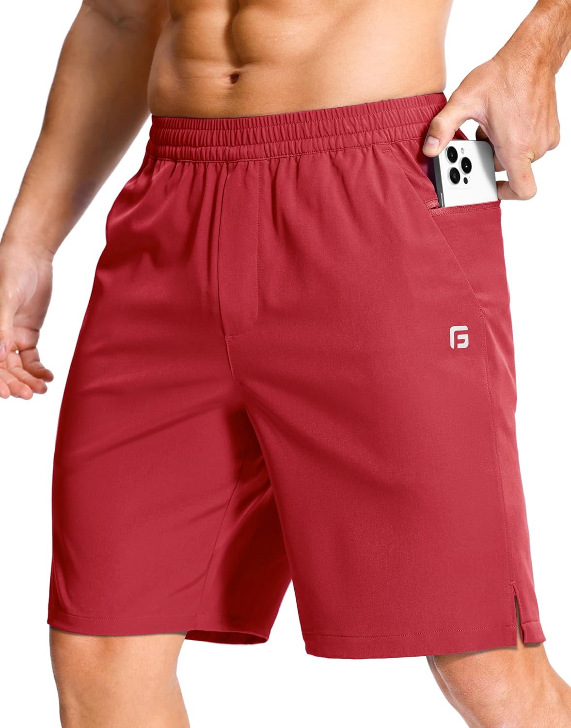 GGJ Men's Lightweight Athletic Shorts with Zipper Pockets 7"/5"/9" Gym Workout Running Quick Dry Tennis Shorts for Men - Image 46