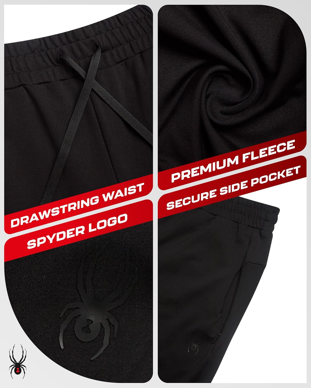 Spyder Mens Jogger Pants - Tech Fleece Joggers with Double Bonded Zip Pockets - Lightweight Active Sweatpants for Men (S-XL) - Image 2