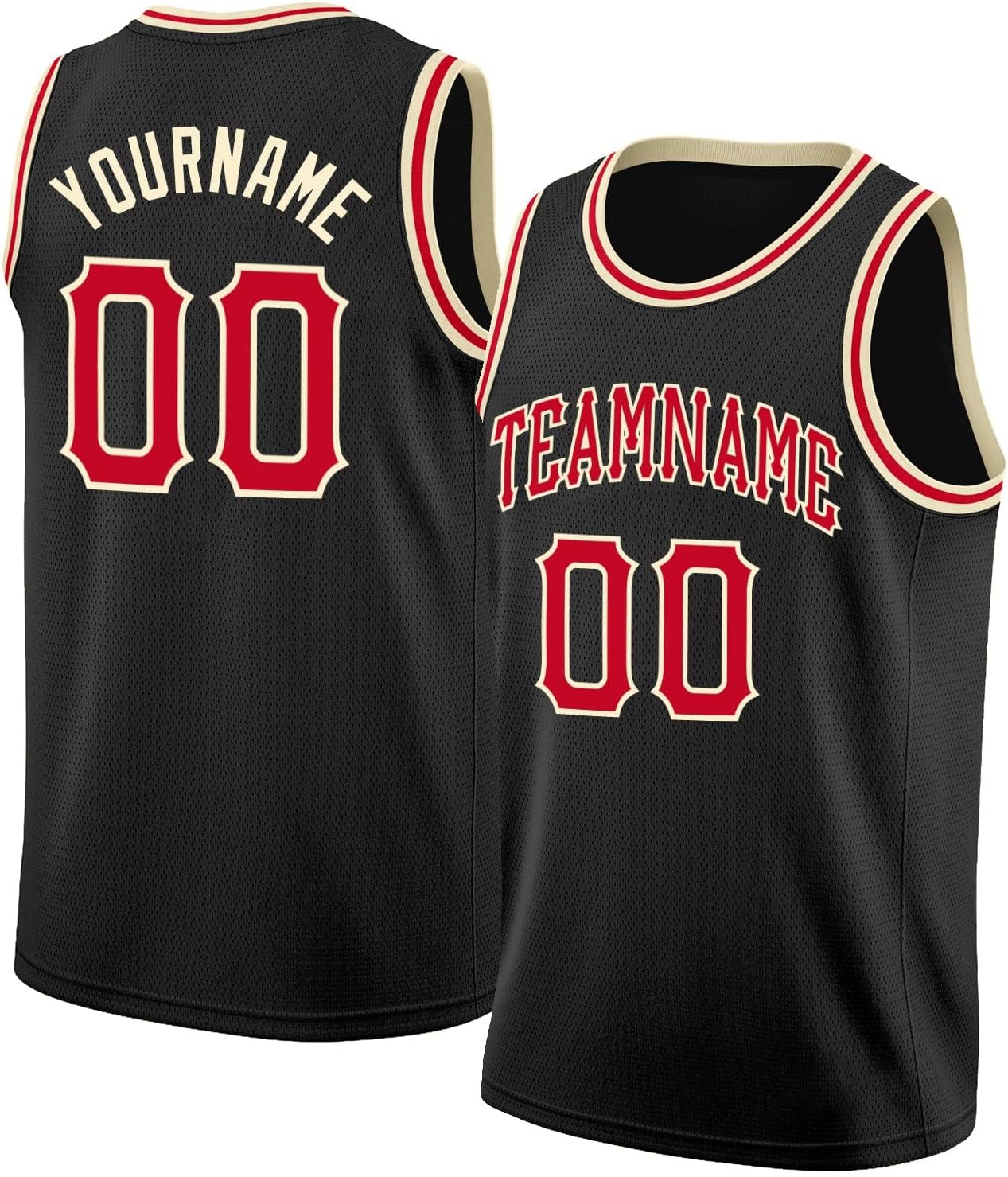 Custom Name Team Name Number Black Gold-Red Round Neck Rib-Knit Basketball Jersey, Personalized Uniform Basketball Shirt - Image 14